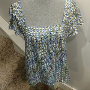 Large Banana Republic Silk Top Blue & Green